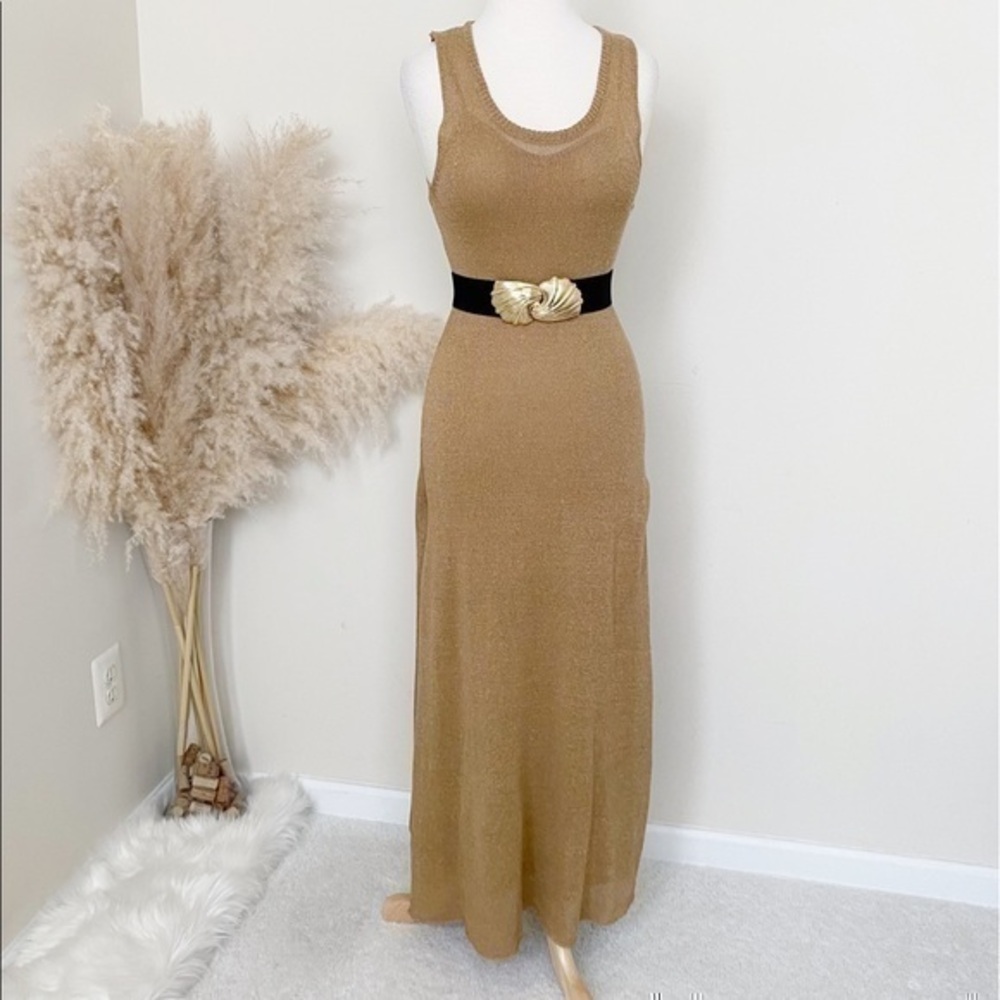 Zara tan knit maxi dress